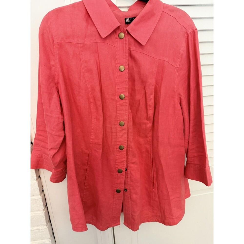 Carol Little Woman 2X Coral Button Down Point Collar